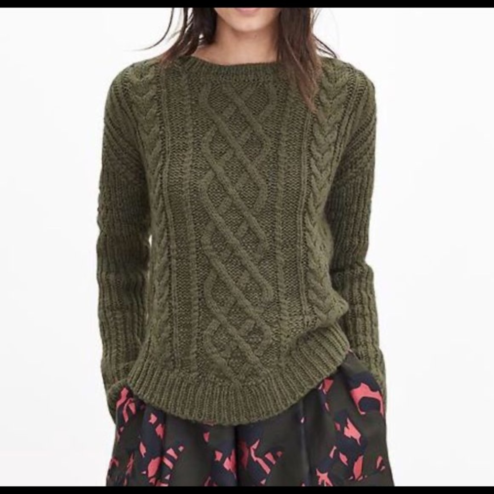 Olive Green Cable Knit Sweater